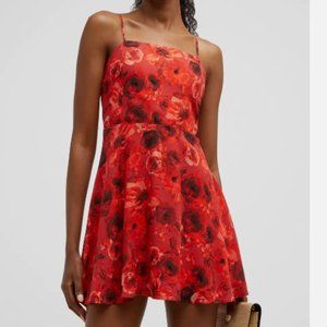 ALICE + OLIVIA GALINDA FLORAL PRINT RUBY RED MINI DRESS sz 6